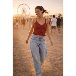 HM Top Camisole Womens 6 Red Lace Satin Fairycore Coquette Whimsigoth Y2K